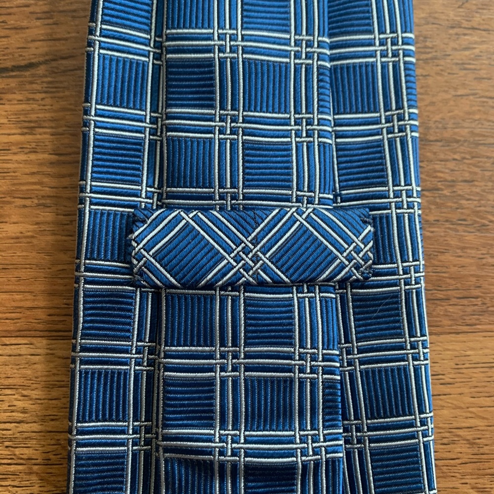 Burberry by Drakes Blue Check Tie - Picture 4 of 8